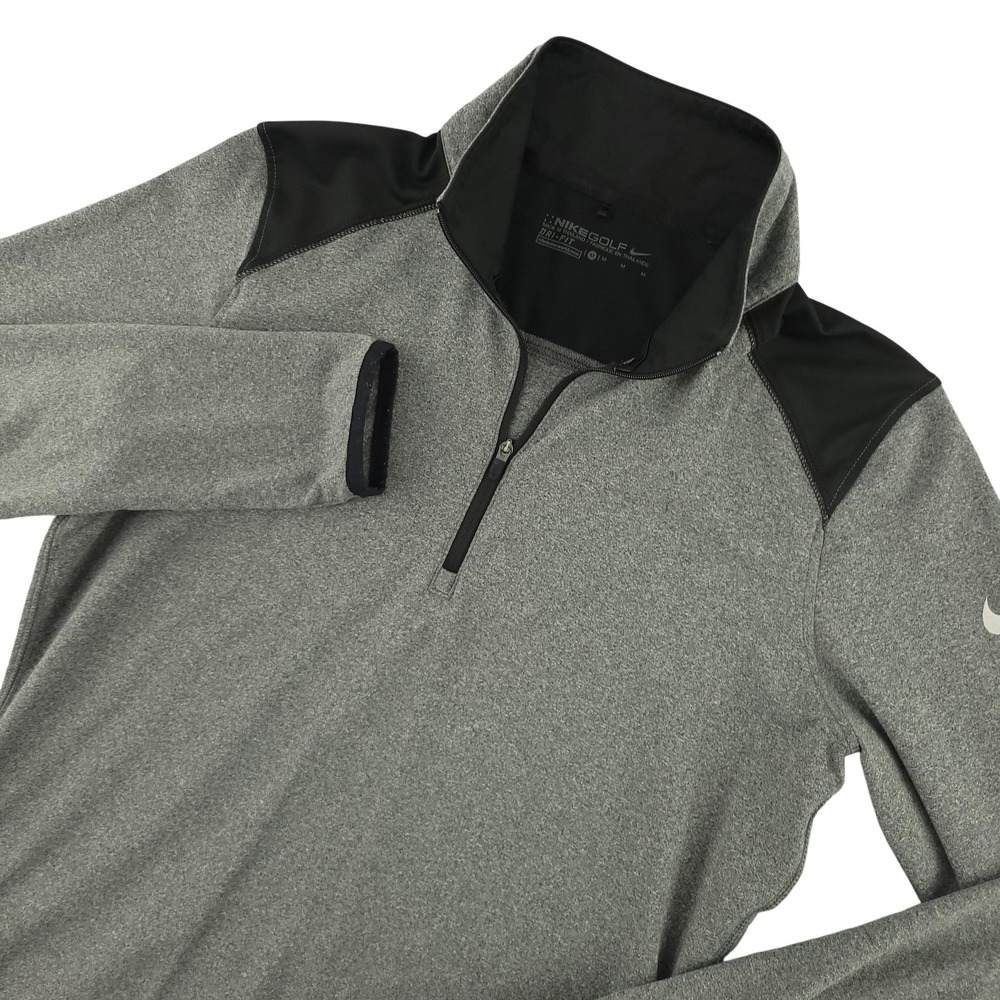 Nike Golf Dri-FIT Pullover Womens M Gray Black 1/4 Zip Long Sleeve Athletic Top